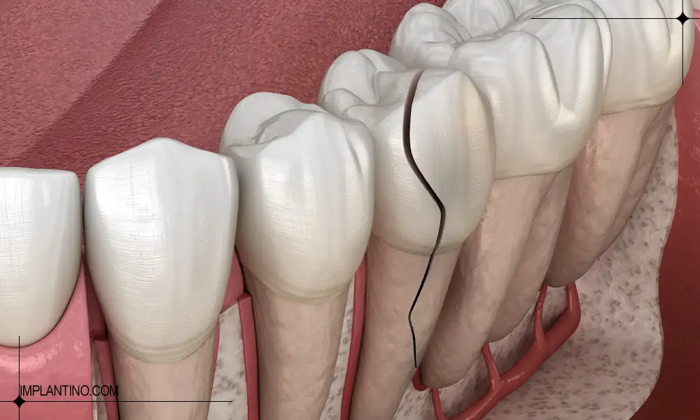 دلیل ترک دندان و راه ترمیم آن 1 نمونه ترک دندان در فک پایین