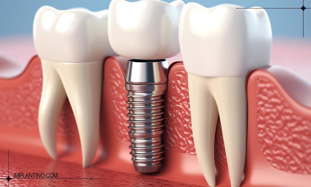 دندان کاشت شده در آخرین مراحل ایمپلنت دندان