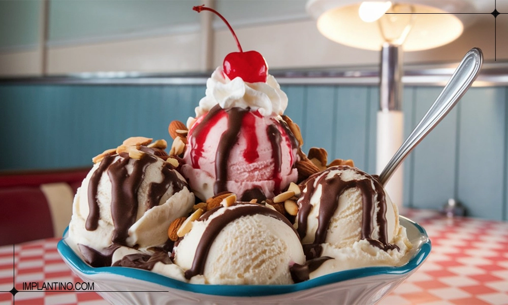 عکس بستین در کاسه و خوردن بستنی بعد از جراحی ایمپلنت