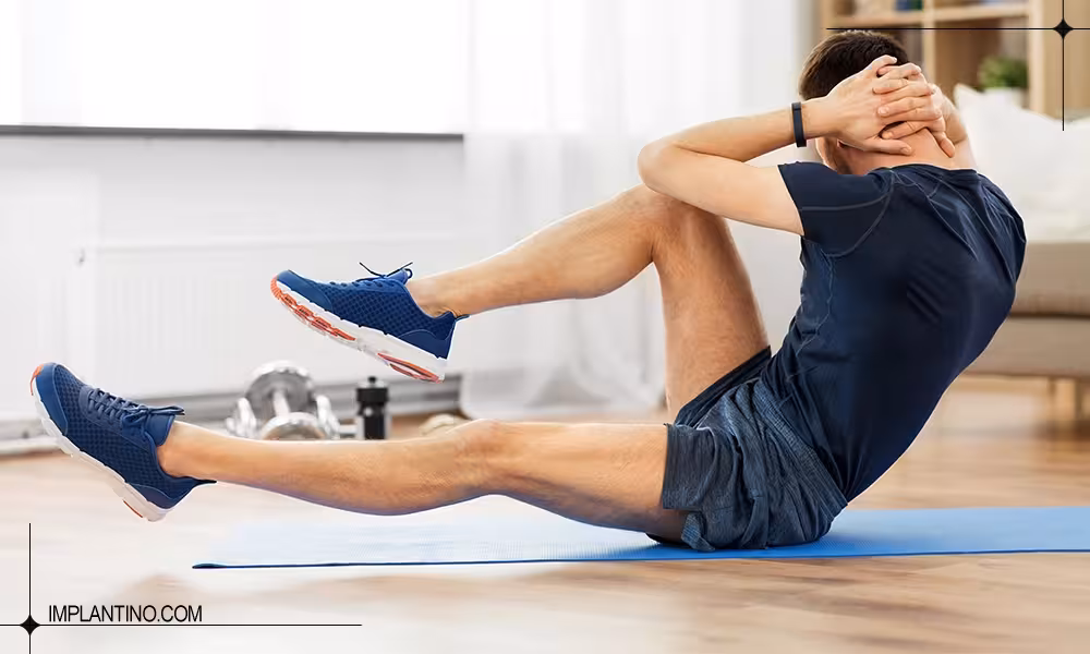 آقایی در حال ورزش بعد از ایمپلنت دندان