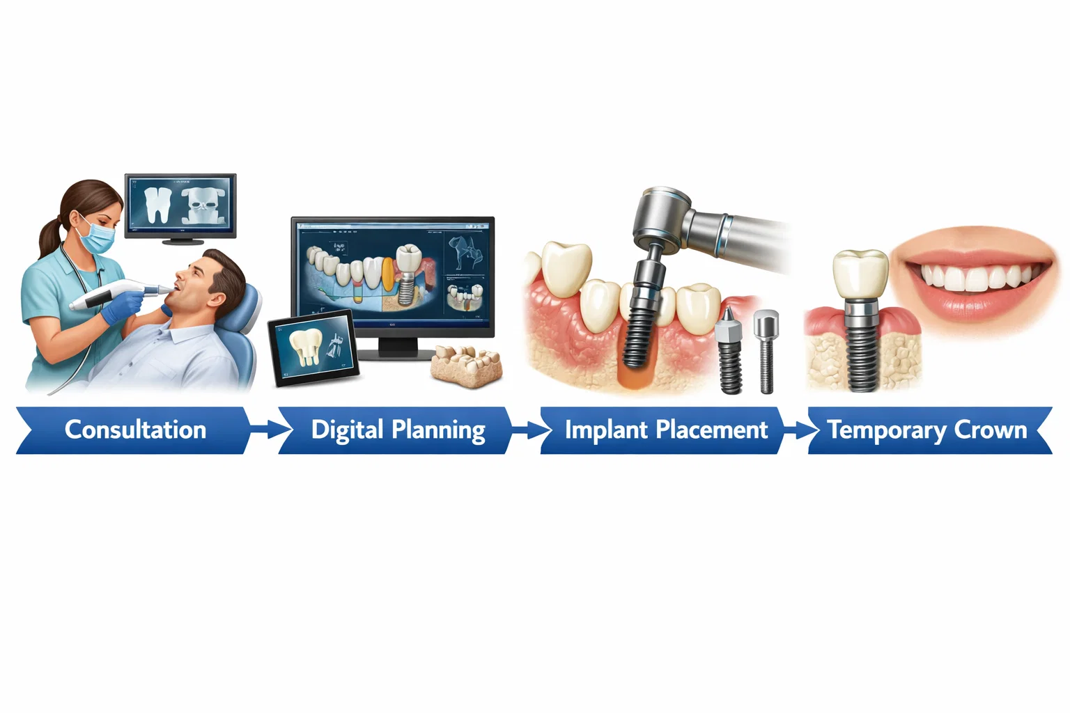ایمپلنت دیجیتال چقدر زمان میبرد؟ 1 مراحل ایمپلنت دیجیتال